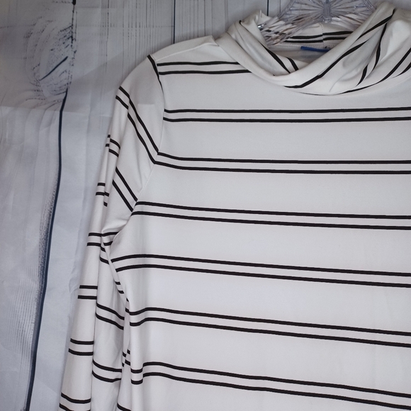 Apt. 9 Black and white striped turtle neck - Picture 4 of 11